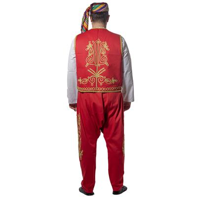 Şerbetçi Kostümü Yetişkin Ramazan Satıcı Kıyafeti Osmanlı İşlemeli Kırmızı