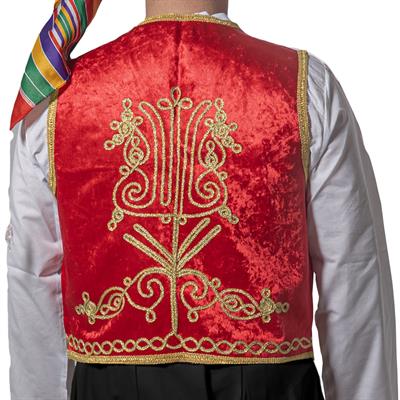 Osmanlı İşlemeli Yelek Kırmızı Yetişkin Şerbetçi Yeleği