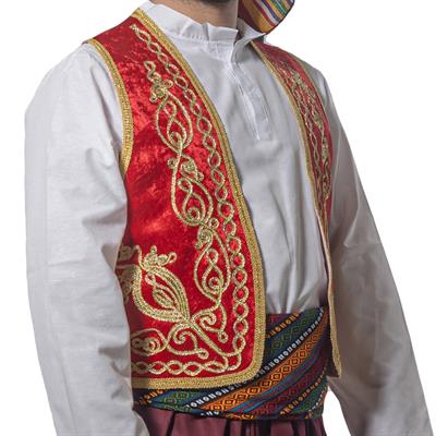 Osmanlı İşlemeli Yelek Kırmızı Yetişkin Şerbetçi Yeleği
