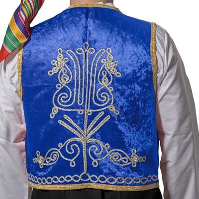 Osmanlı İşlemeli Yelek Mavi Yetişkin Dondurmacı Yeleği