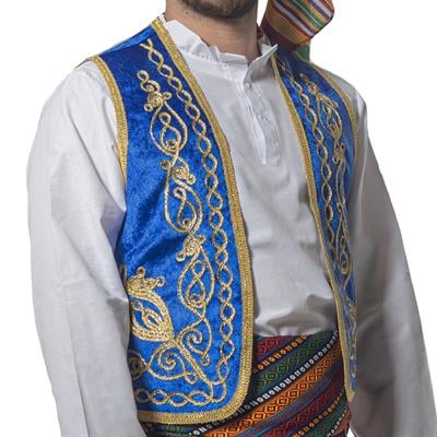 Osmanlı İşlemeli Yelek Mavi Yetişkin Dondurmacı Yeleği