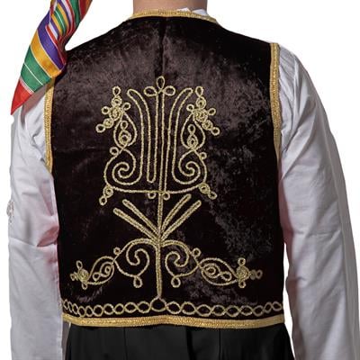 Osmanlı İşlemeli Yelek Siyah Yetişkin Nargileci Yeleği