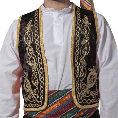 Osmanlı İşlemeli Yelek Siyah Yetişkin Nargileci Yeleği
