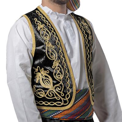 Osmanlı İşlemeli Yelek Siyah Yetişkin Nargileci Yeleği