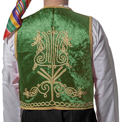 Osmanlı İşlemeli Yelek Yeşil Yetişkin Macuncu Yeleği