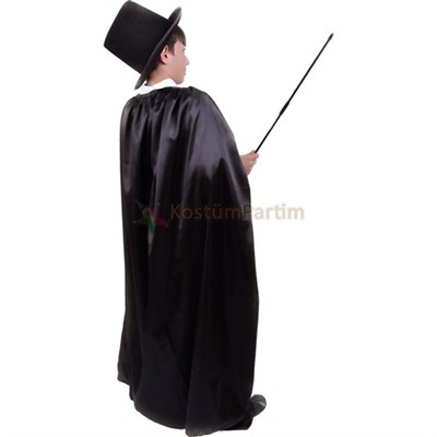 Sihirbaz Kostümü için Pelerin ve Şapka seti