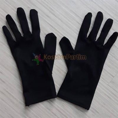 Siyah Likralı Eldiven Yetişkin Pandomim Gösteri Sunum Eldiveni