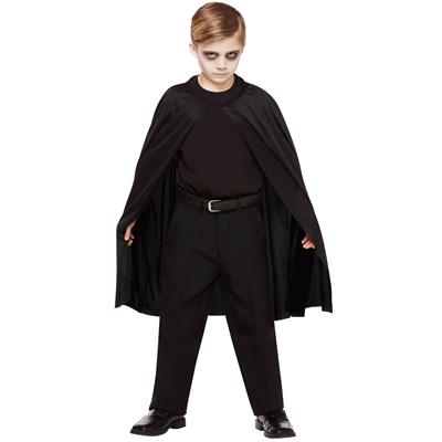 Siyah Saten Pelerin 100cm Yakasız Çocuk Cadı Pelerini