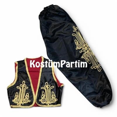 Siyah Yelek ve Şalvar 23 Nisan Folklör Kostüm Seti