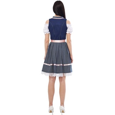 Steffi Lacivert Dirndl Elbise Kadın Bavyera Oktoberfest Kıyafeti