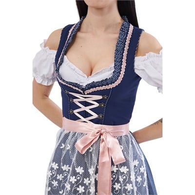 Steffi Lacivert Dirndl Elbise Kadın Bavyera Oktoberfest Kıyafeti