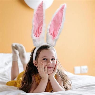 Uzun Kulak Peluş Tavşan Taç Beyaz