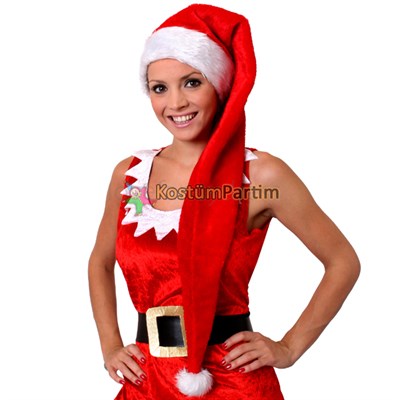 Uzun Noel Baba Şapkası Polar 100cm