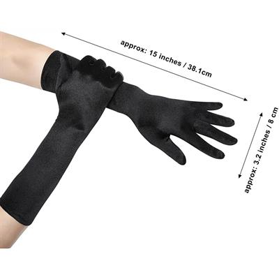 Uzun Siyah Likralı Kumaş Eldiven