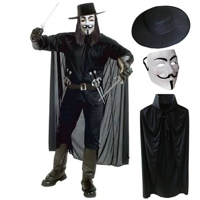 V For Vendetta Maskesi Pelerin ve Şapka SetiPelerinlerKostümPartim ★ V For Vendetta Maskesi Pelerin ve Şapka Seti / Pelerinler