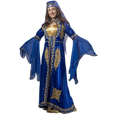 Valide Sultan Kostümü Yetişkin Kadın Klasik Bindallı Kıyafeti Saks Mavi