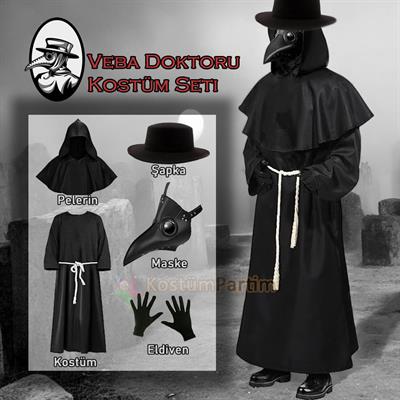 Veba Doktoru Kostümü Yetişkin Tam Takım