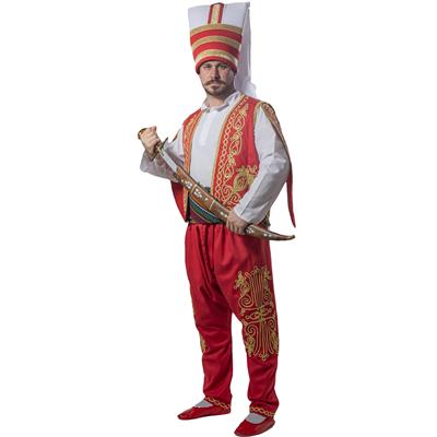 Yeniçeri Kostümü Yetişkin Erkek Kıyafeti Kırmızı Klasik