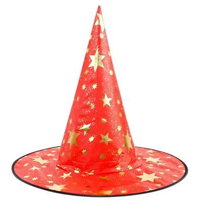 Yıldızlı baskılı Cadı Şapkası Kırmızı