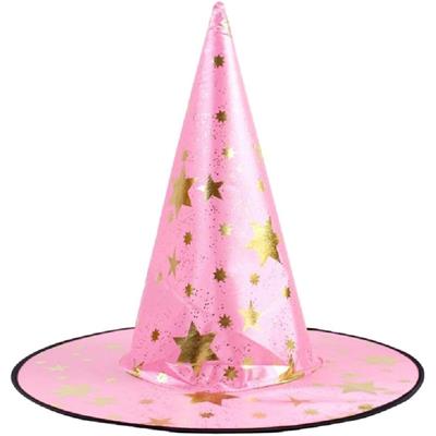 Yıldızlı baskılı Cadı Şapkası Pembe