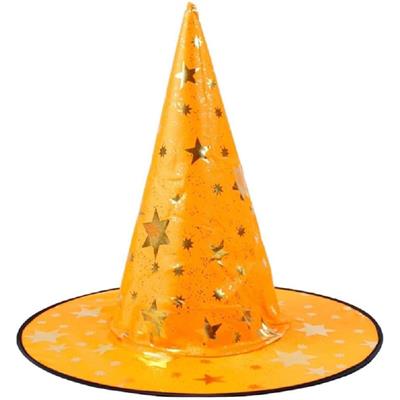 Yıldızlı baskılı Cadı Şapkası Turuncu