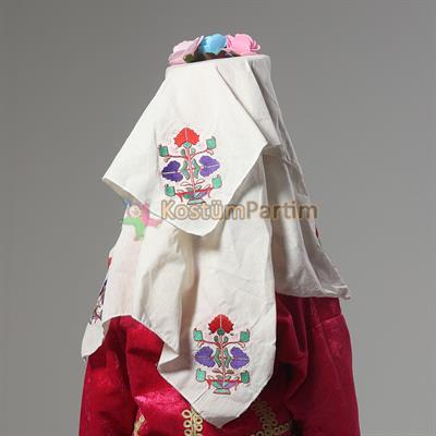 Zeybek Kostüm Başlığı Kız Fesi Çiçekli Başlık