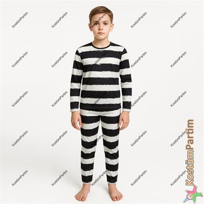 Zombi Mahkum Erkek Çocuk Kostümü ve Makyaj Seti