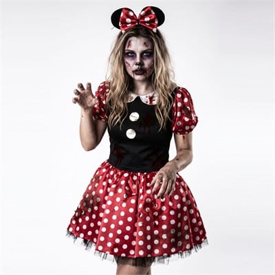 Zombie Mouse Kırmızı Halloween Kadın Kostümü