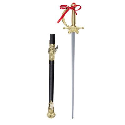 Zorro Kılıcı, Şövalye Kılıç Lüx Altın Renk Kabzalı Zararsız Oyuncak Şövalye Kılıcı 68 cm (Plastik)