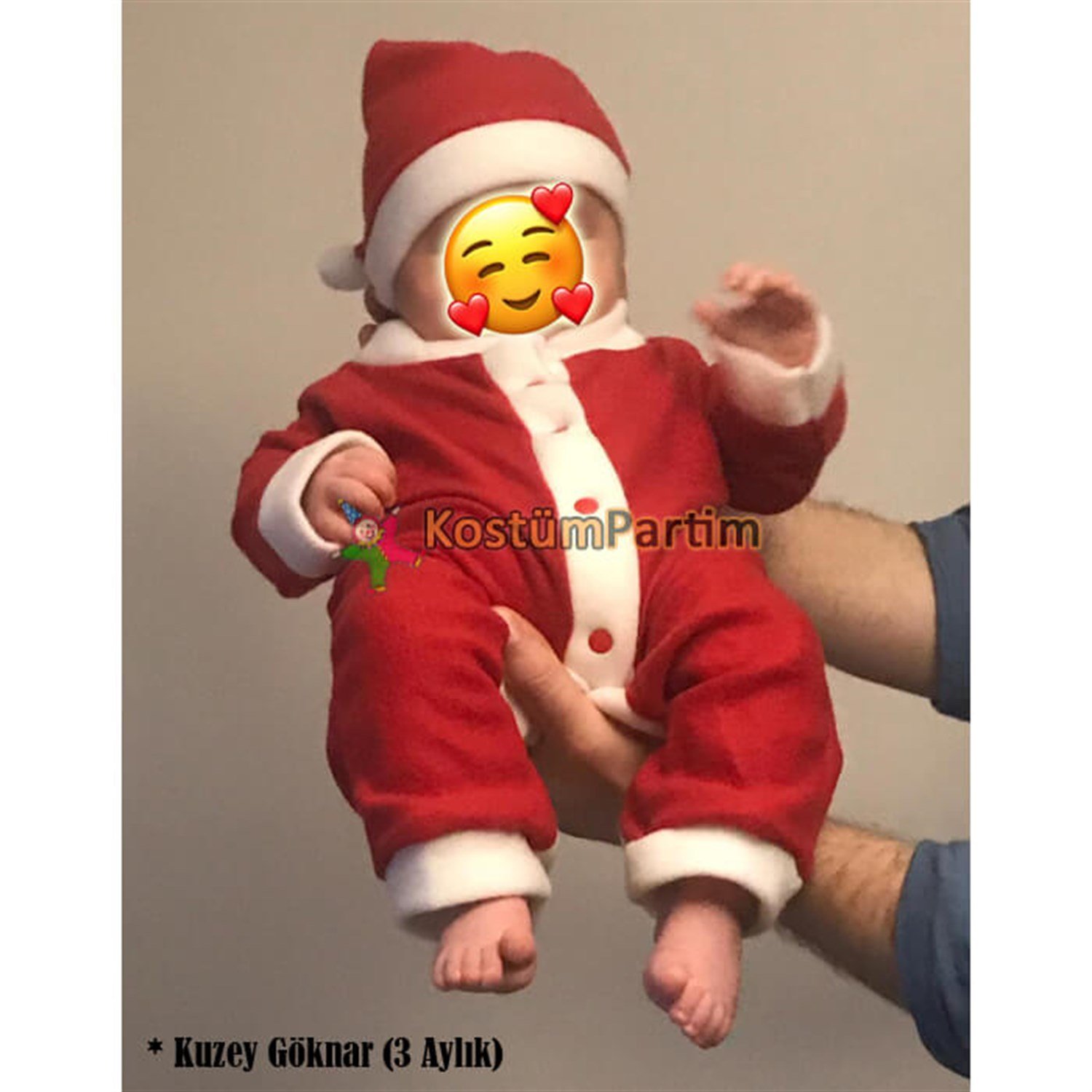 Bebekler için Noel Baba Tulumu 3-6-9 Aylık - KostümPartim®