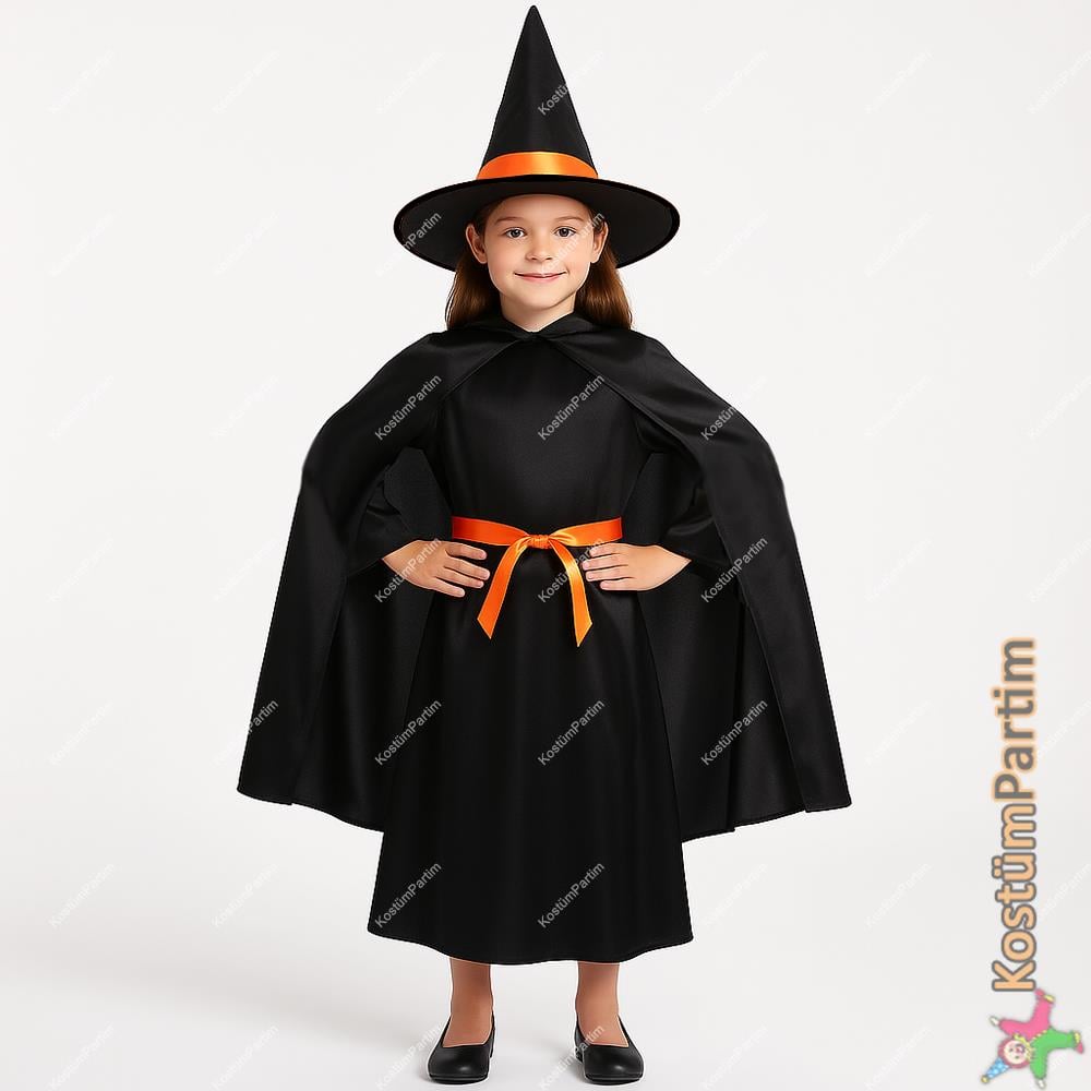 Cadı Kostümü Siyah Klasik Kız Çocuk Kostümleri Cadı Kostümü Siyah Klasik - KostümPartim®