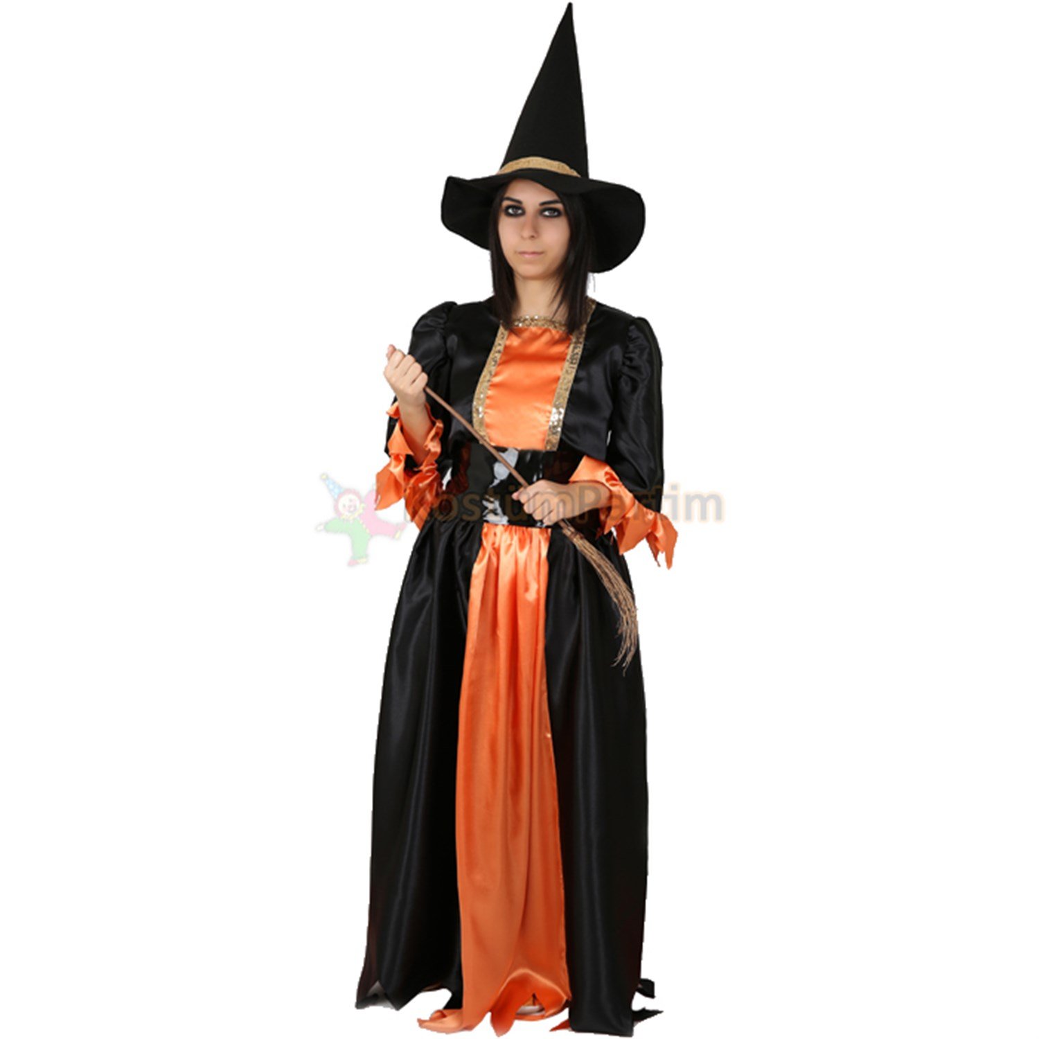 Cadı Kostümü Turuncu SiyahCadılar Bayramı Kostümleri