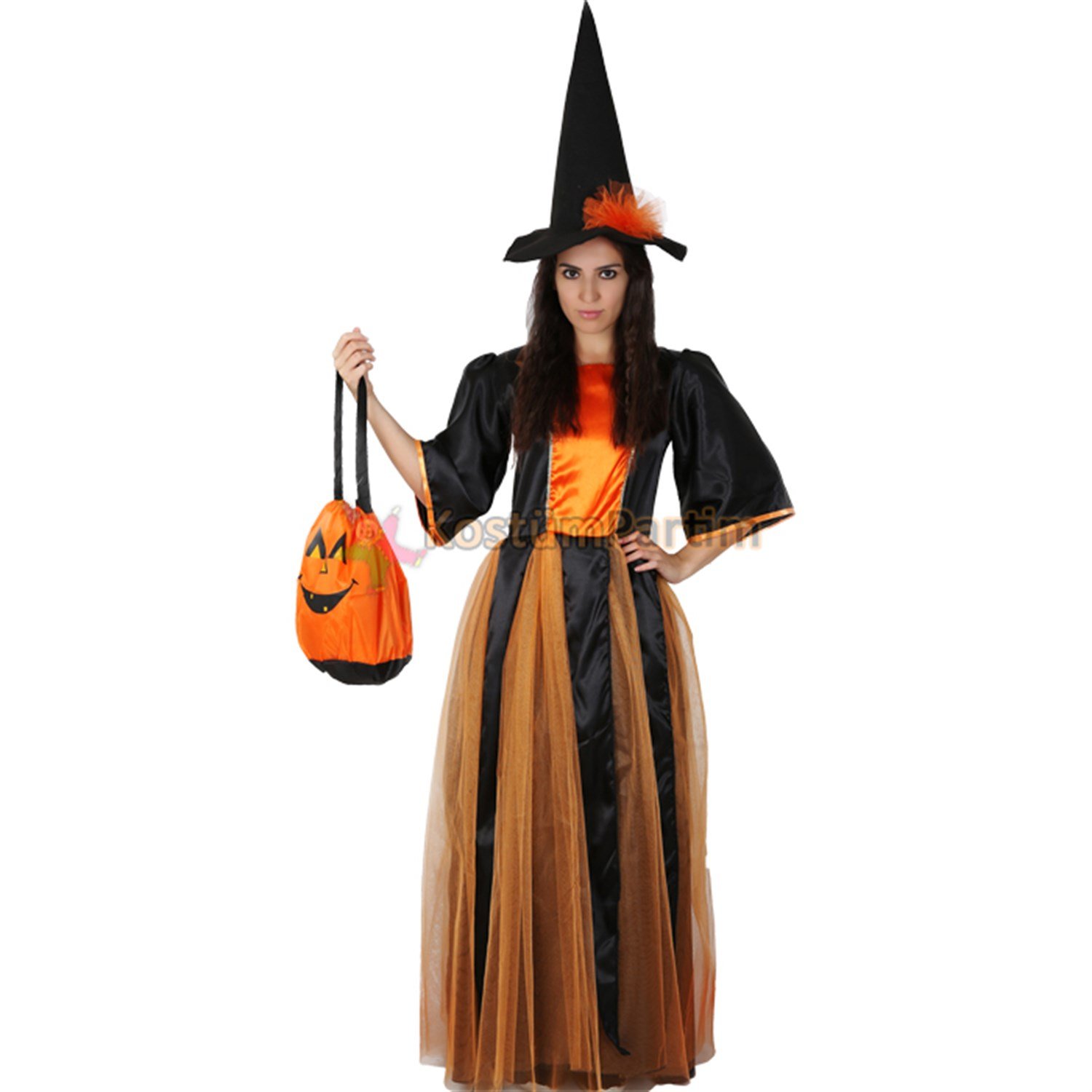 Cadı Kostümü Turuncu TüllüCadılar Bayramı Kostümleri