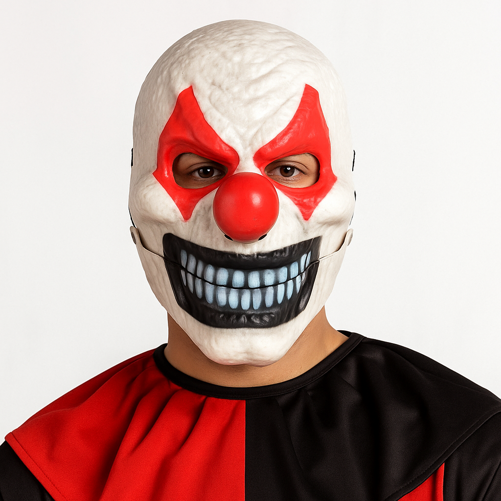 Çenesi Oynayabilen Kırmızı Burunlu Korkunç Palyaço Maskesi Maskeler KostümPartim® Çenesi Oynayabilen Kırmızı Burunlu Korkunç Palyaço Maskesi | Halloween Cosplay ve Korku Maske
