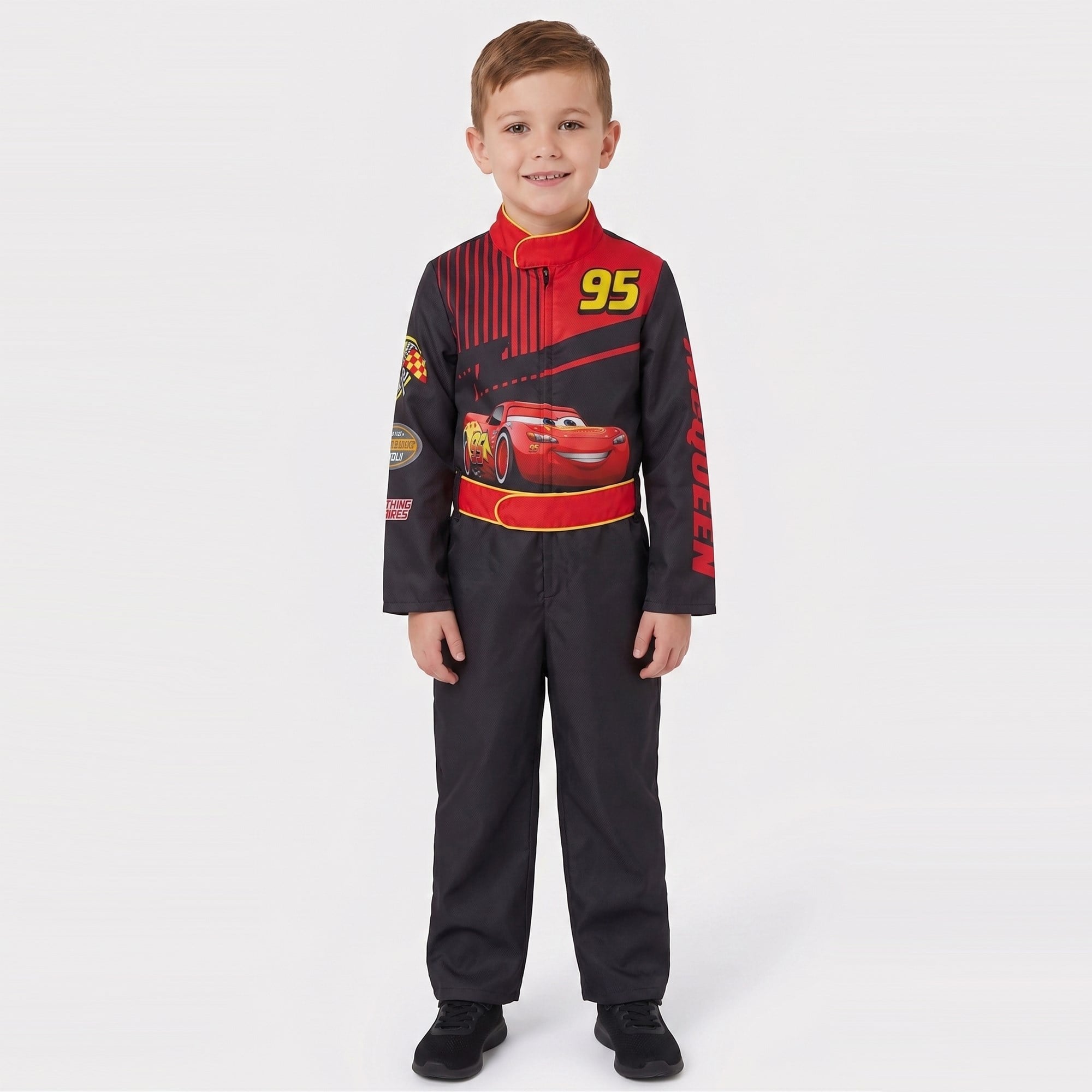 Disney Cars Şimşek McQueen Çocuk Kostümü Siyah Tulum Piston Cup Yarış Kostümü Karakter Kostümleri KostümPartim® | Disney Cars Şimşek McQueen Çocuk Kostümü Siyah Tulum Piston Cup Yarış Kostümü