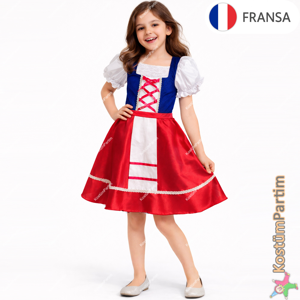 Fransa Kız Kostümü Çocuk Kıyafeti Ülke Kostümleri Fransa Kız Kostümü Çocuk Kıyafeti - KostümPartim®