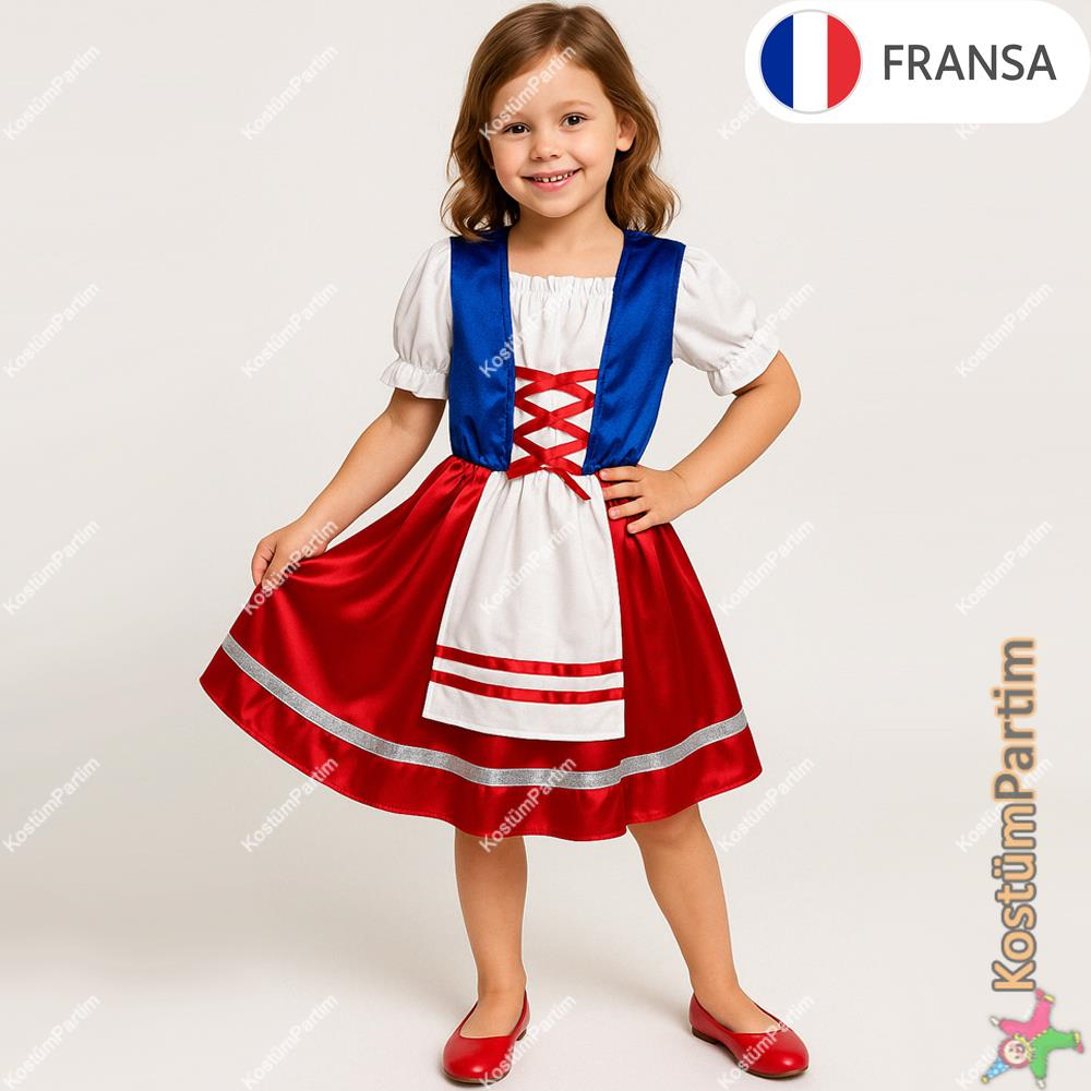 Fransa Kız Kostümü Çocuk Kıyafeti Ülke Kostümleri Fransa Kız Kostümü Çocuk Kıyafeti - KostümPartim®