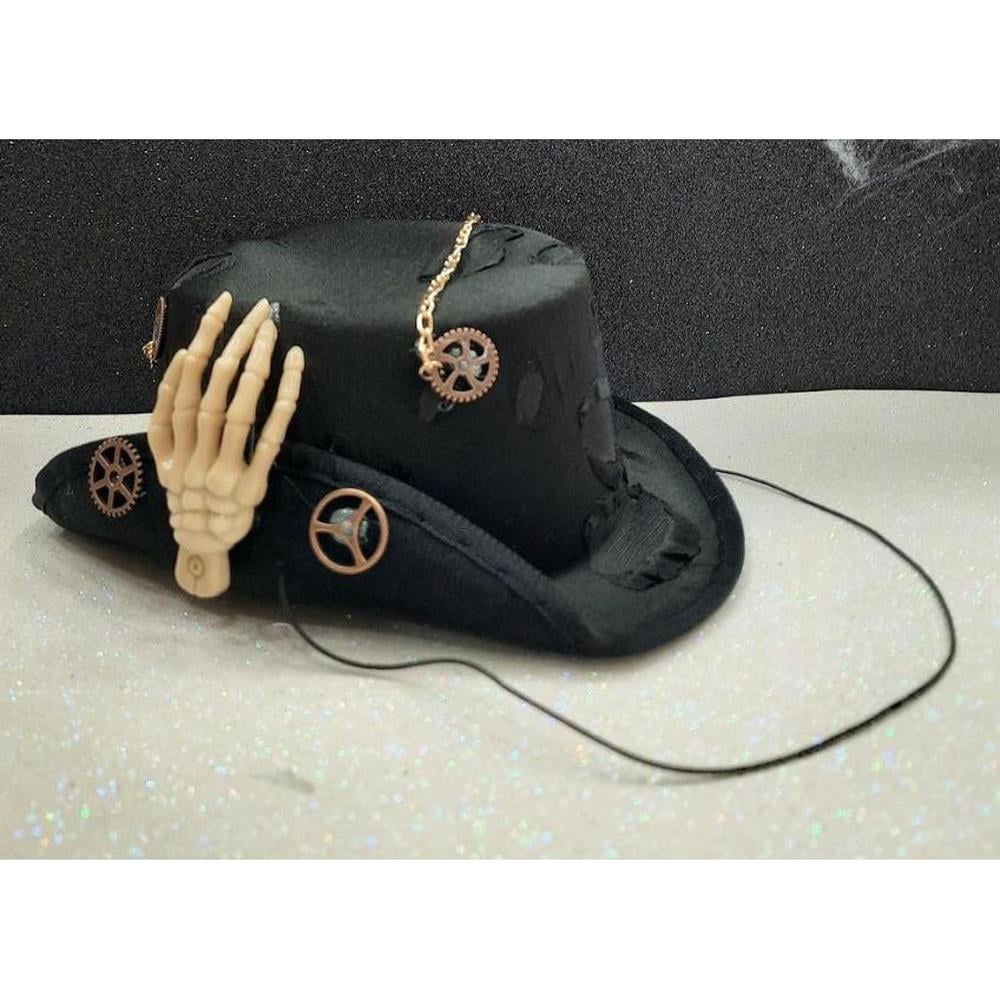Halloween İskelet Elli Retro Mini Goth Steampunk Şapka Siyah Şapkalar Halloween İskelet Elli Retro Mini Şapka Siyah - KostümPartim®