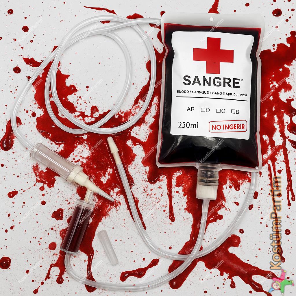 Halloween Yapay Kan Kordonlu 250 Ml Aksesuar Setleri KostümPartim® Halloween Yapay Kan Kordonlu 250 Ml – Gerçekçi Dekor Kan Tüpü