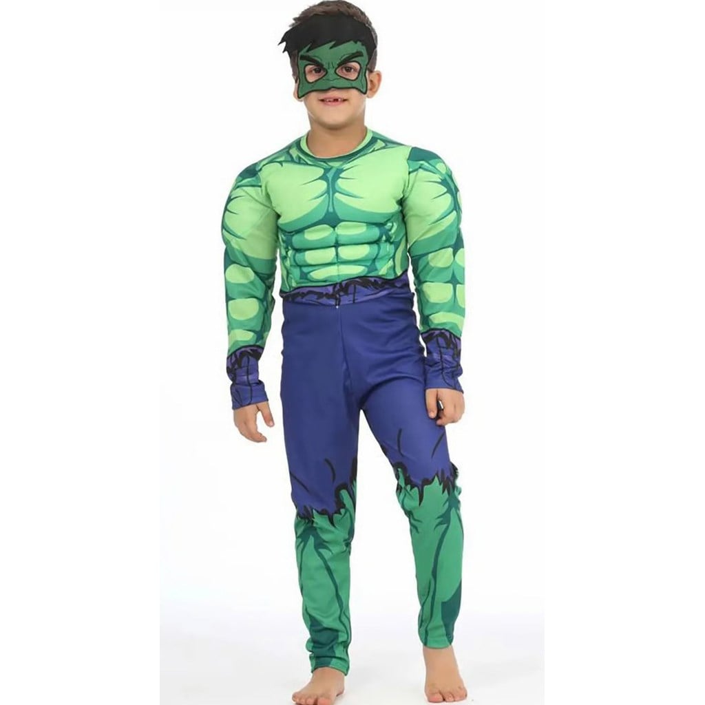 Hulk Kostümü Kaslı Çocuk Kıyafeti Marvel Avangers Kostümleri Hulk Kostümü Kaslı Çocuk Kıyafeti - KostümPartim®