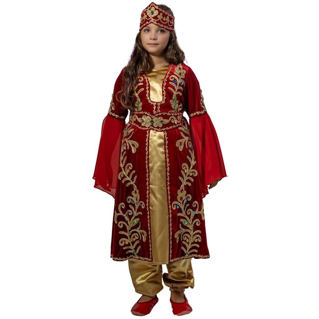 Hürrem Sultan Kostümü Bindallı Kız Çocuk Kıyafeti Kırmızı Çocuk Kostümleri Hürrem Sultan Kostümü Kız Çocuk Kıyafeti Kırmızı - KostümPartim®
