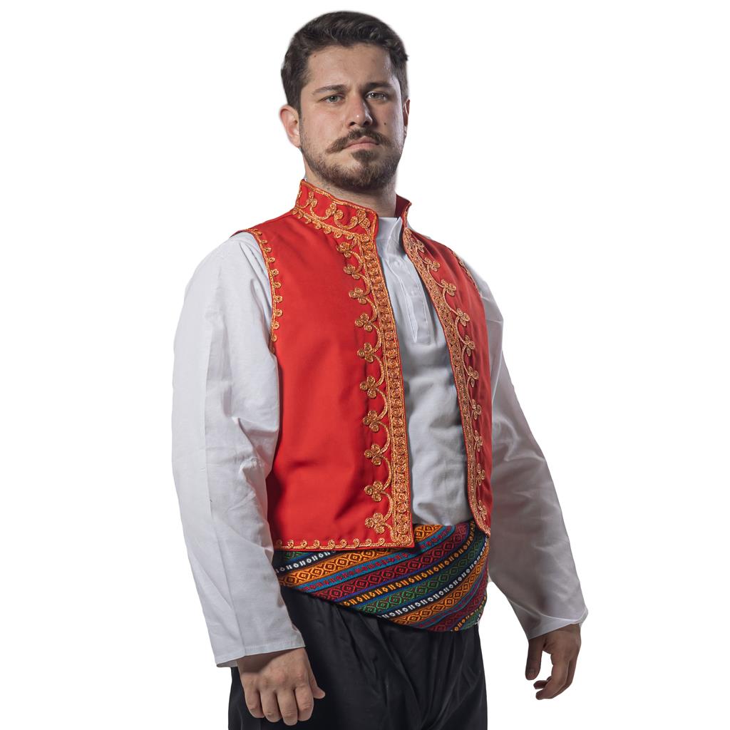 İşlemeli Damat Yeleği Kırmızı Yelek Şerbetçi Kostümleri İşlemeli Damat Yeleği Kırmızı Yelek - KostümPartim®