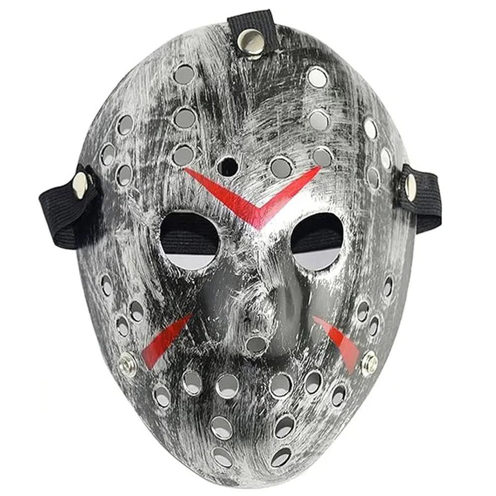 Jason Hockey Maskesi, Metalize Gümüş Maskeler Jason Hockey Maskesi, Siyah - KostümPartim®