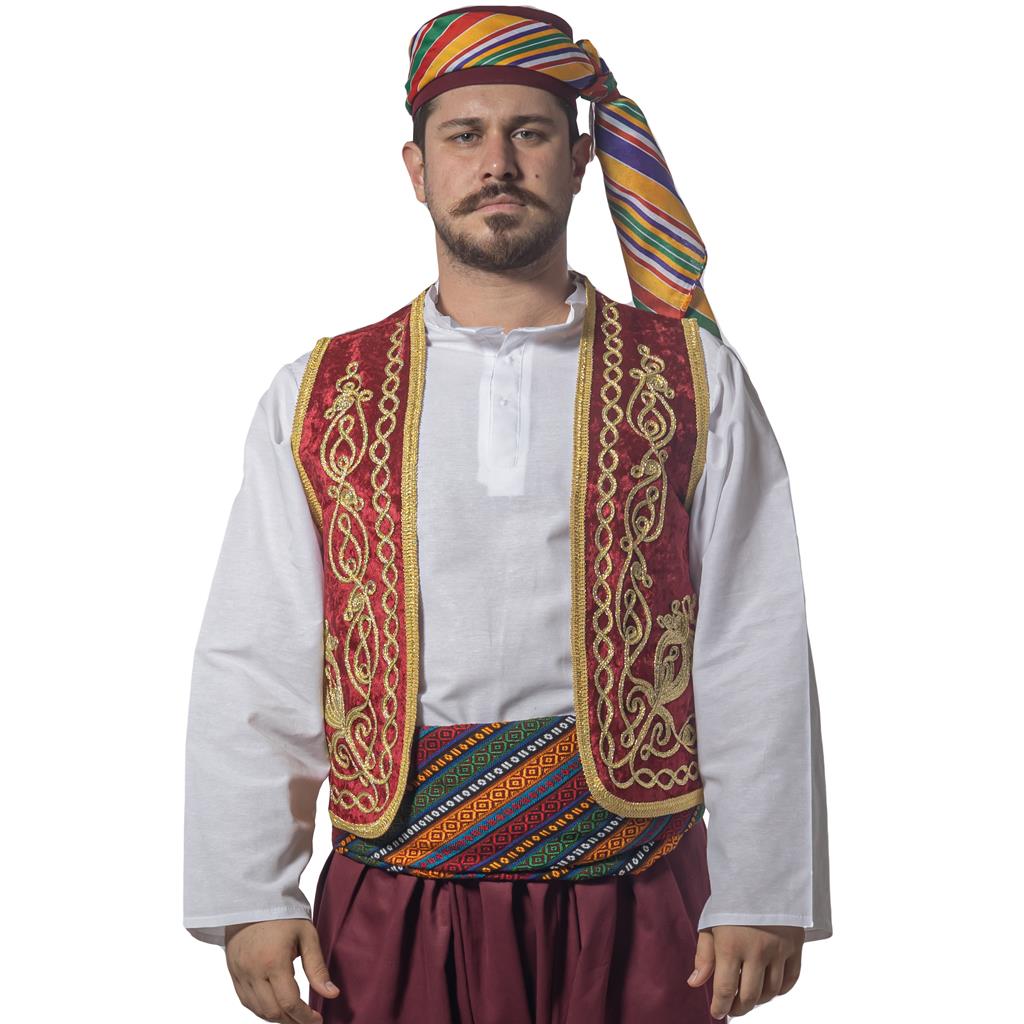 Kahveci Yelek, Fes, Kuşak Seti Bordo Şerbetçi Kostümleri Kahveci Bordo Yelek, Fes, Kuşak Seti - KostümPartim®