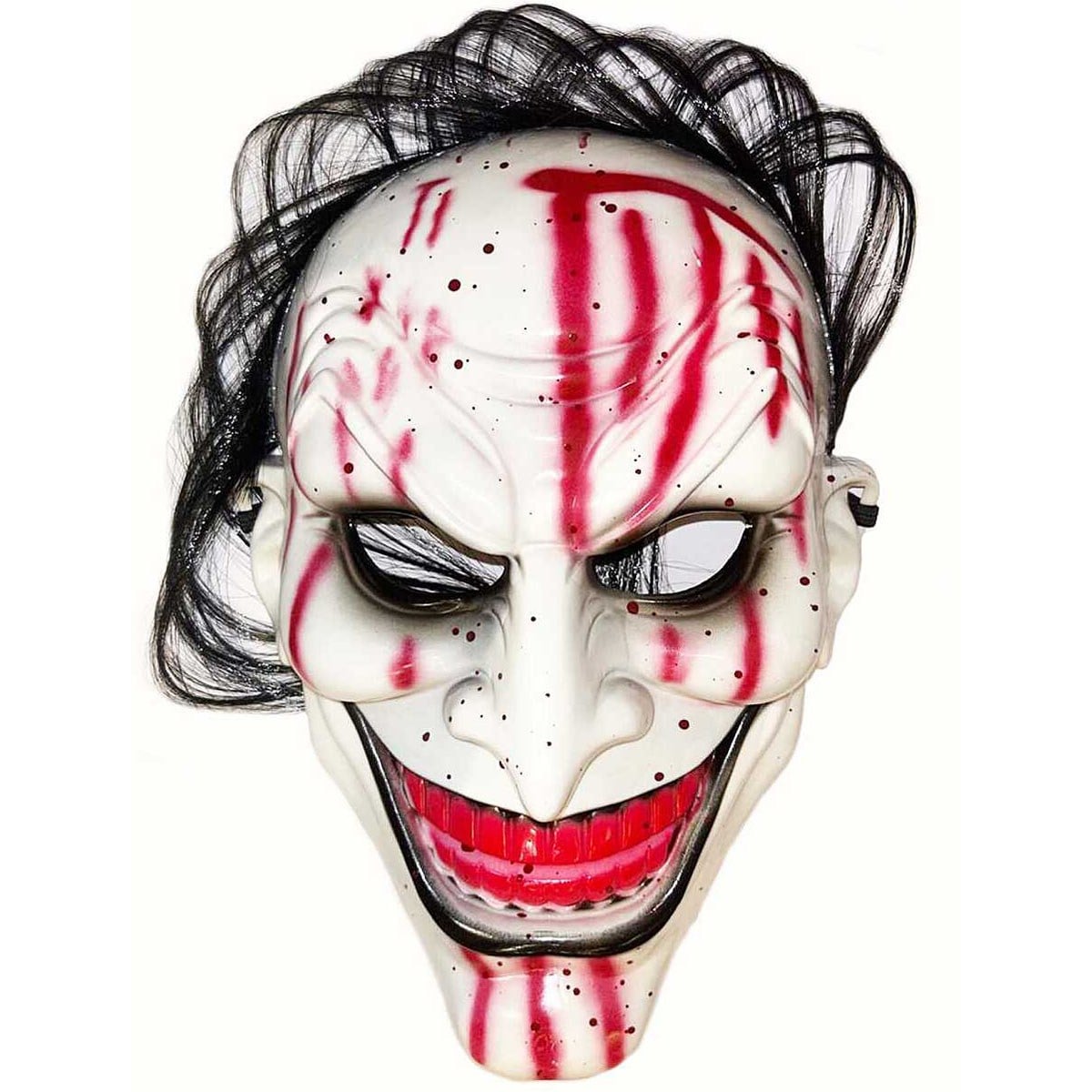 Kanlı Efektli Saçlı Joker Jester Maskesi Halloween Korku Maskesi 31x22cm Maskeler KostümPartim® | Kanlı Efektli Saçlı Joker Jester Maskesi | Halloween Korkunç Soytarı Maskesi