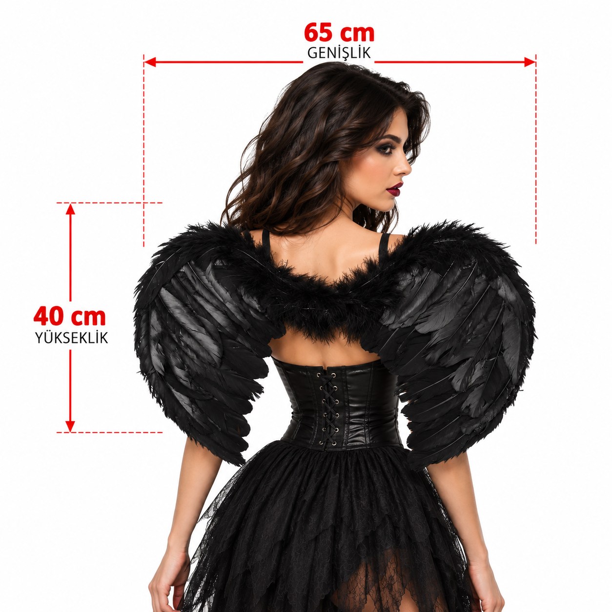 Kara Melek Kanadı 65x40 cm Siyah Halloween Kostüm Kanadı Kanatlar KostümPartim® | Kara Melek Kanadı 65x40 cm | Siyah Halloween Kostüm Kanadı