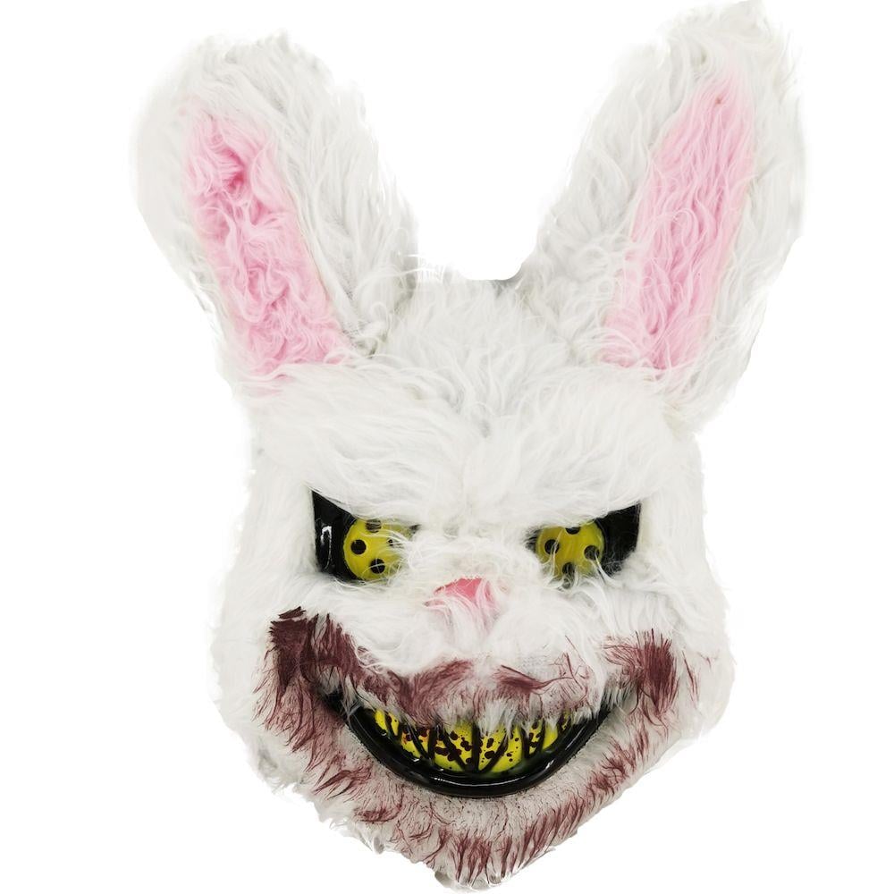 Katil Tavşan Maskesi Kanlı Beyaz Peluş Maskeler KostümPartim® Halloween Peluş Kanlı Tavşan Maskesi - Korkutucu Detaylarla Dikkat Çekin!