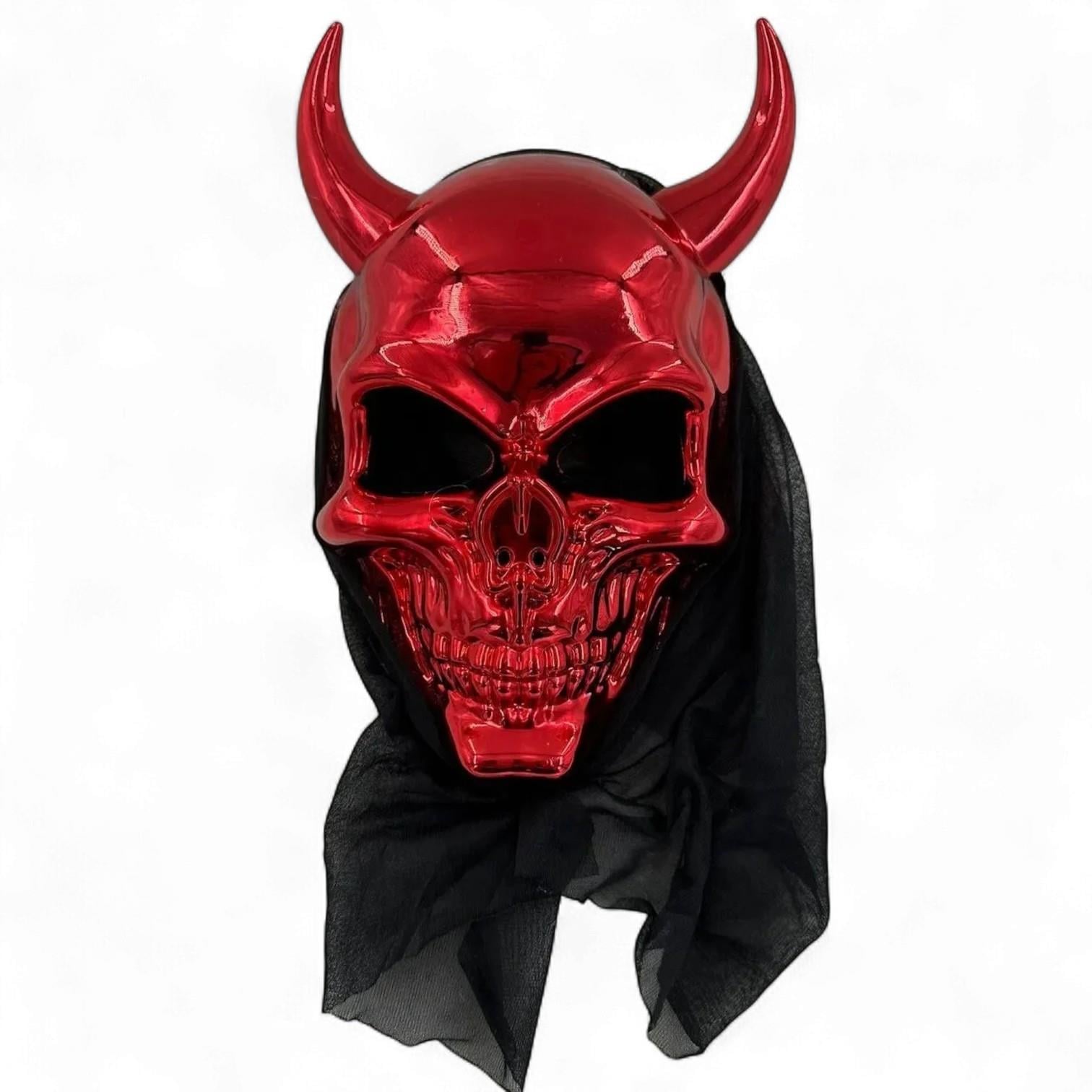 Kırmızı Boynuzlu Parlak İskelet Maskesi – Halloween Korku Maske Maskeler KostümPartim® Kırmızı Boynuzlu Parlak İskelet Maskesi – Halloween Cosplay ve Korku Maske | Yetişkin Kostüm Aksesuarı