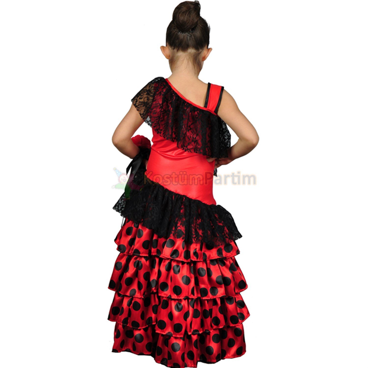 Kırmızı Roman Dans Kıyafeti Kız Çocuk - KostümPartim®