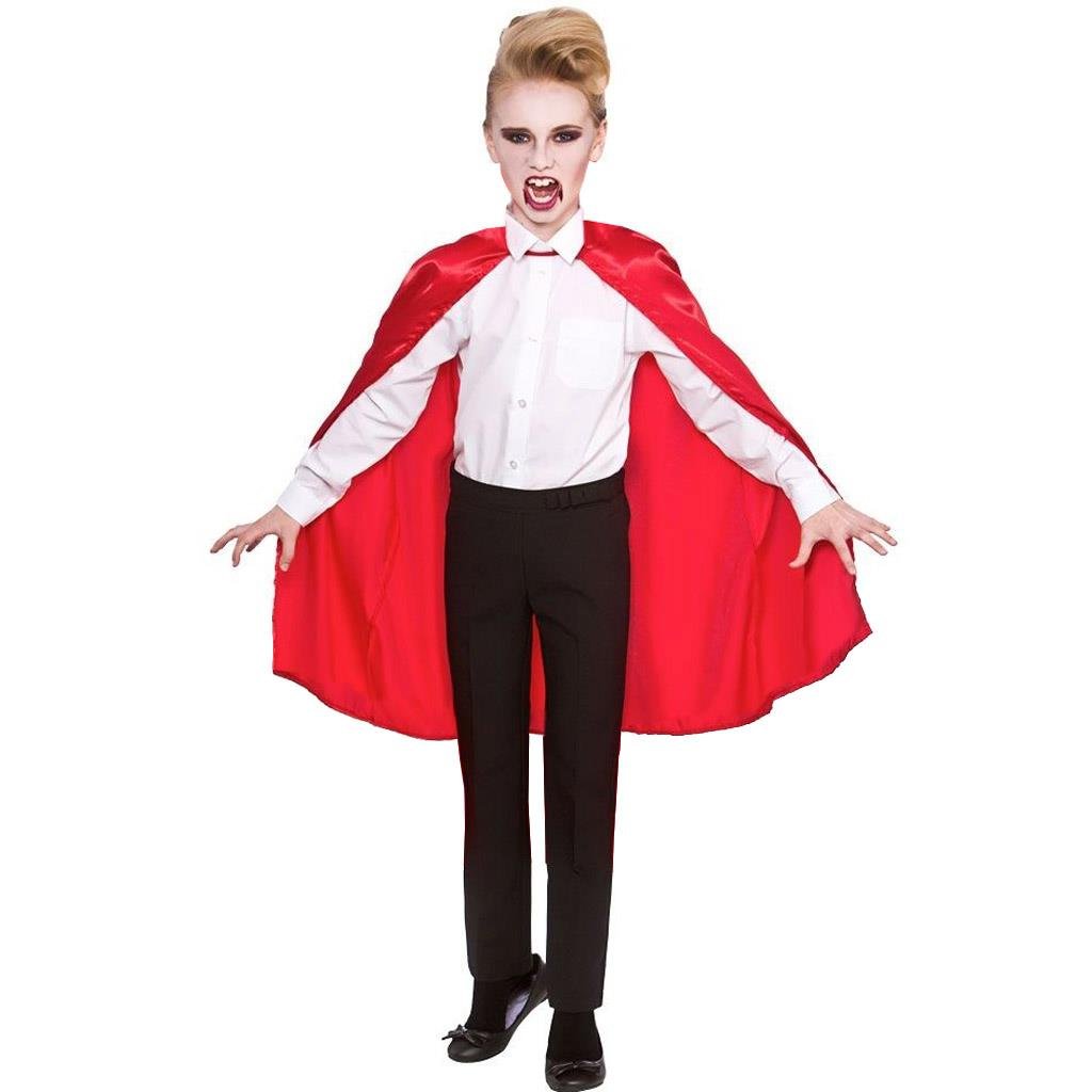 Kırmızı Saten Pelerin 80cm Yakasız Çocuk Şeytan Pelerini Pelerinler Kırmızı Saten Pelerin 80cm Yakasız Çocuk Şeytan Pelerini - KostümPartim®